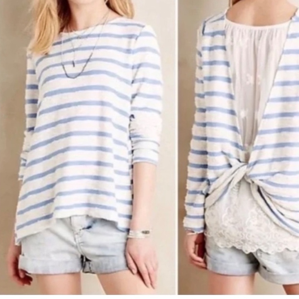 Anthropologie Blue Striped Women's Top -Preloved